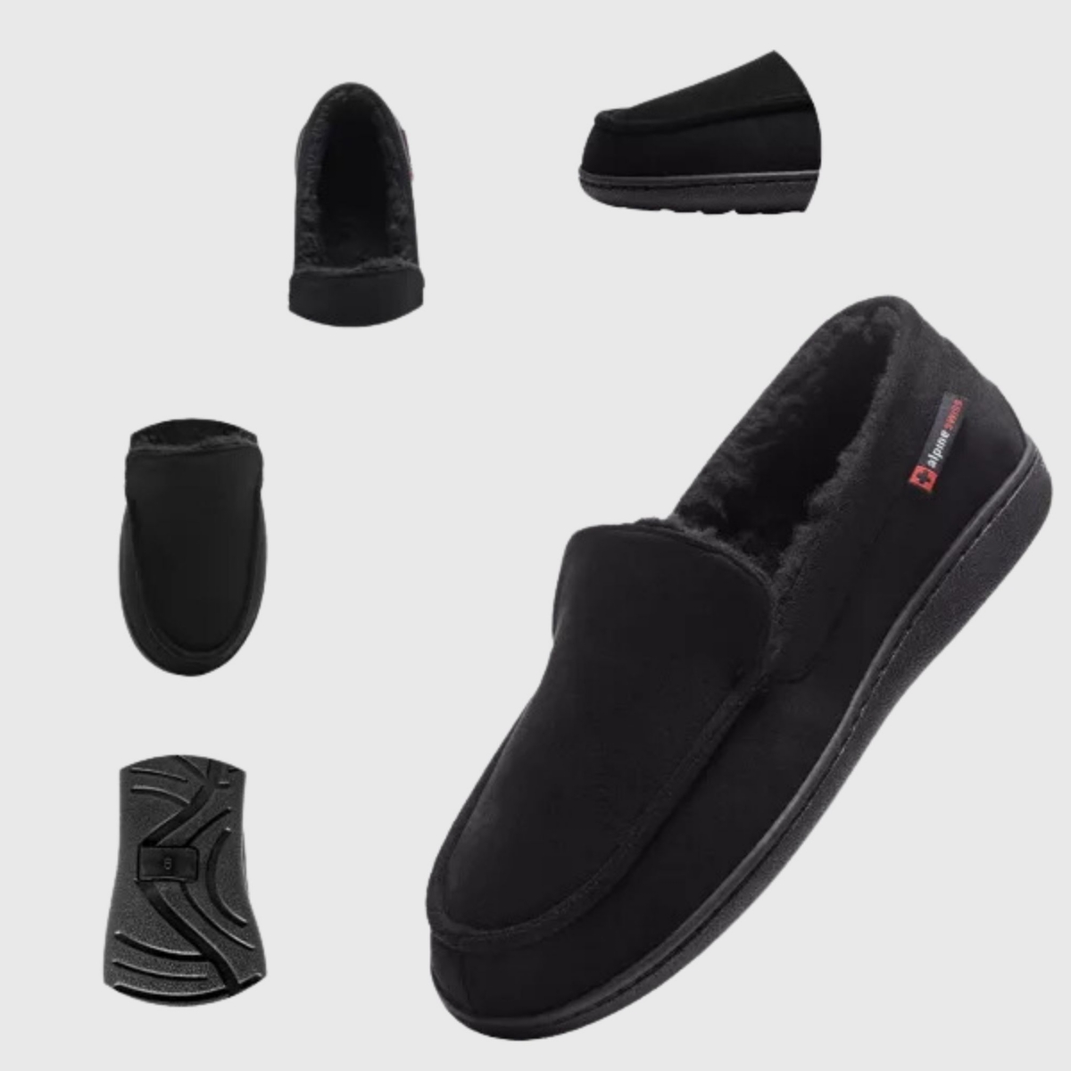 Alpine Swiss Oslo Mens Moccasin Slippers Warm Shearling Comfortable House Shoes