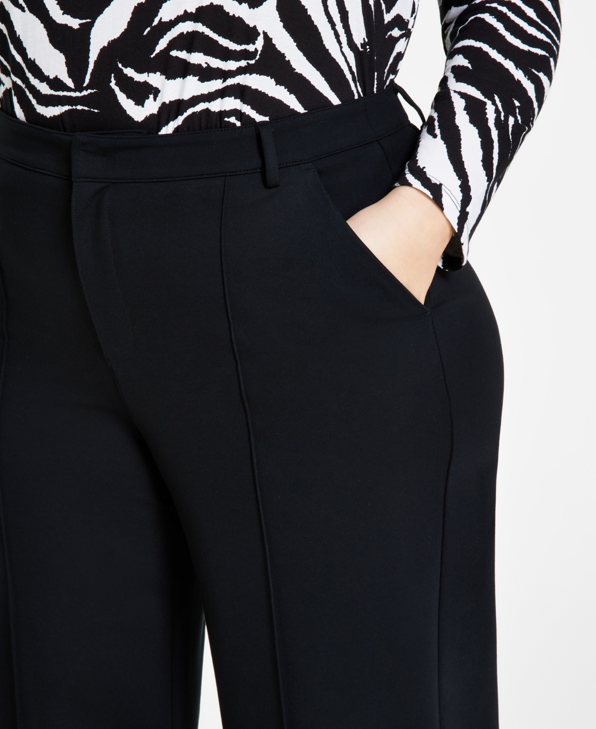 Bar Iii Trendy Plus Size High-Rise Wide-Leg Ponte-Knit Pants, Created for Macy's