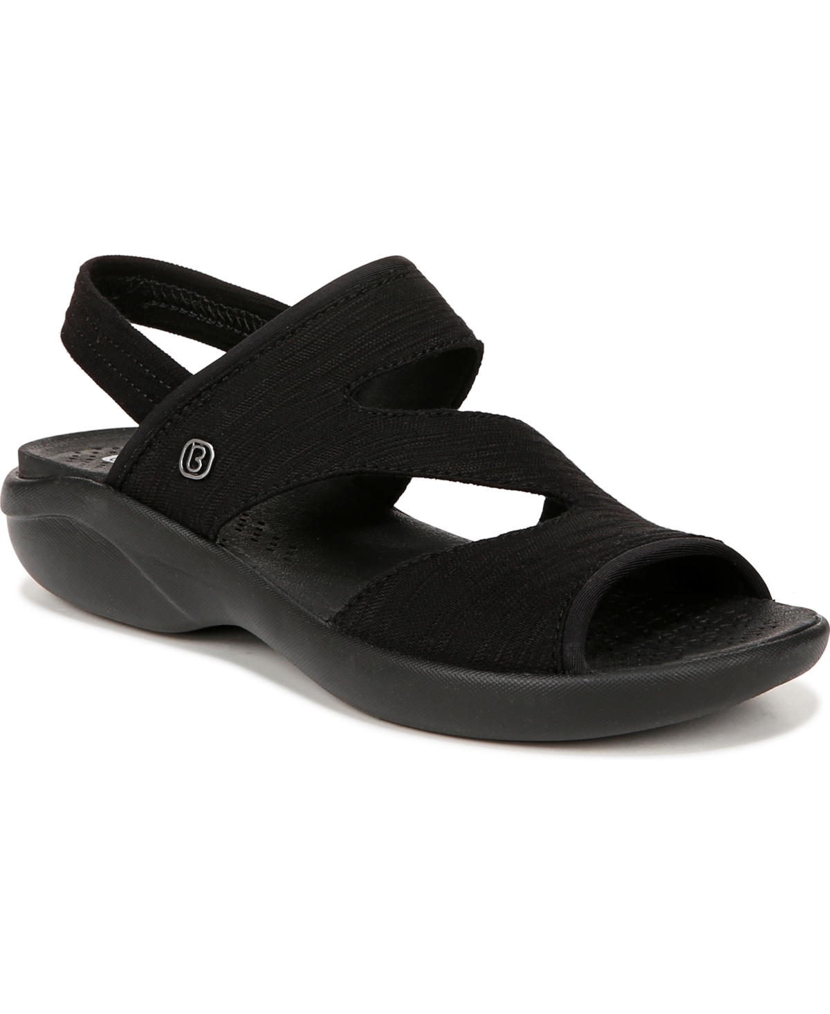 Shop Bzees Cleo Washable Slingback Sandals In Wavy Textured Black Fabric