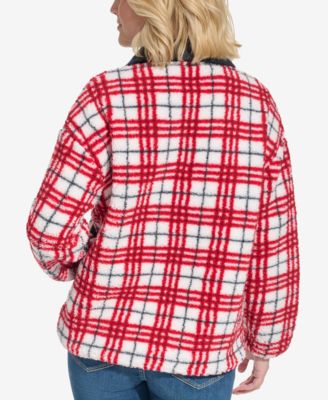 Tommy Hilfiger Women's Tartan Sherpa Quarter-Zip Jacket