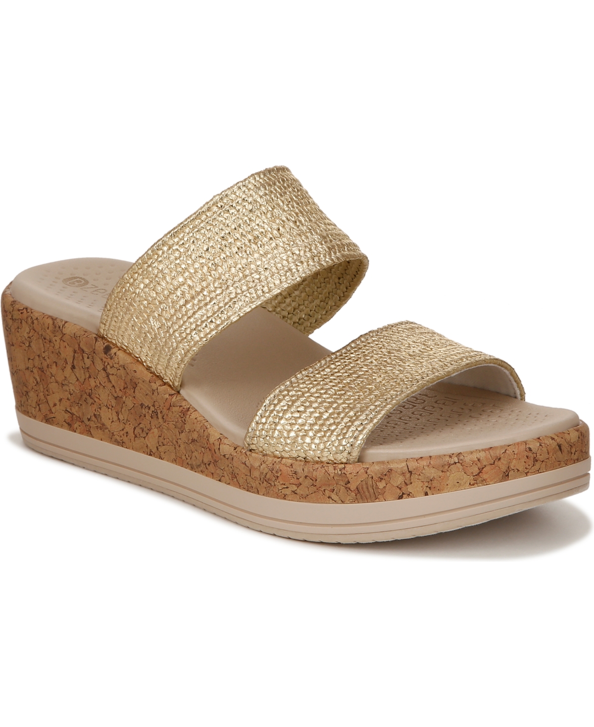 Shop Bzees Resort Washable Slide Sandals In Gold Raffia Fabric