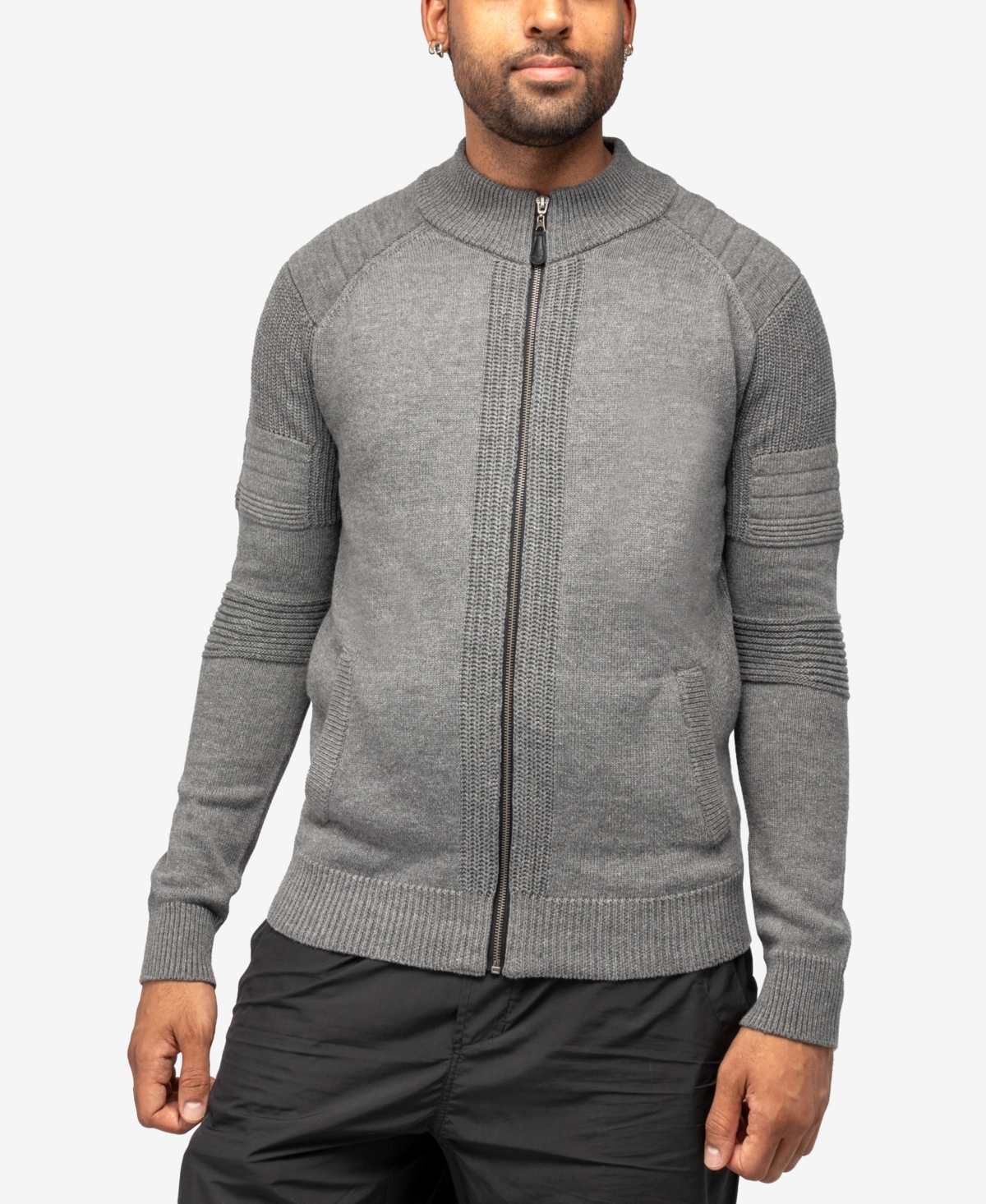 Shop X-ray Men's Full-zip Sweater Jacket In Heather Gray