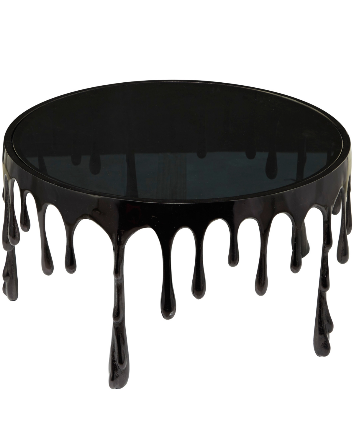 Rosemary Lane Aluminum Drip Coffee Table With Melting Designed Legs And Shaded Glass Top, 36" X 36" X 16" In Black