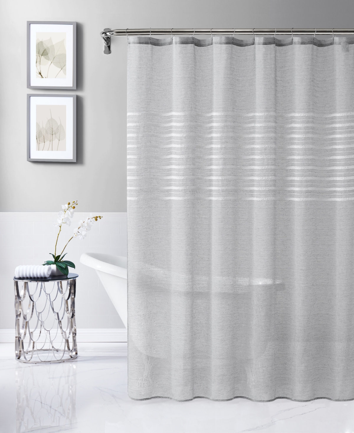 Dainty Home Daniella Tufted Shower Curtain, 72" X 70" In Gray