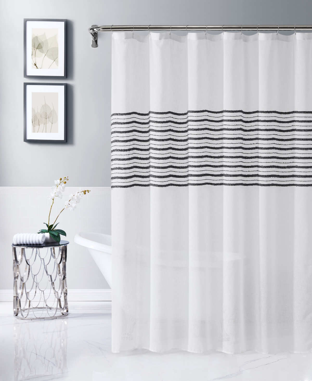 Dainty Home Daniella Tufted Shower Curtain, 72" X 70" In White