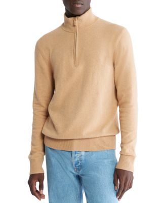 Calvin Klein - Men's Ribbed-Trim Quarter-Zip Pullover Sweater
