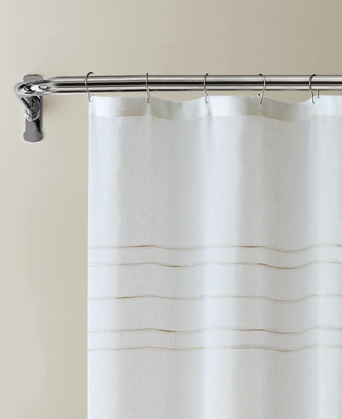 Shop Dainty Home Lisa Shower Curtain, 72" X 70" In White And Linen