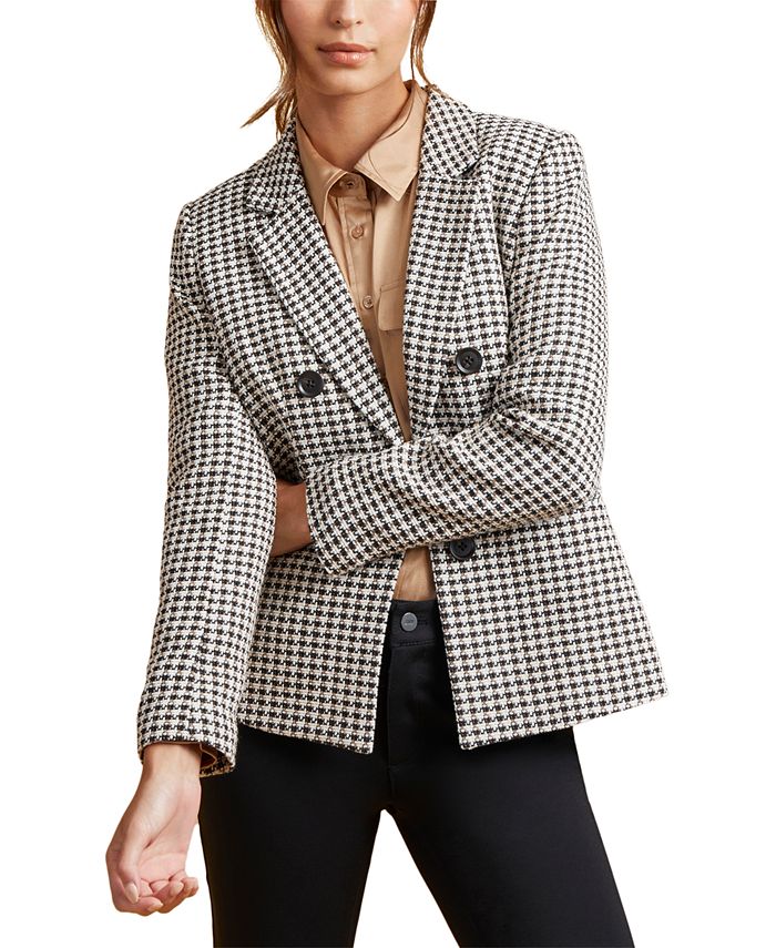Jones New York Women's Tweed Faux Double-Breasted Blazer - Macy's