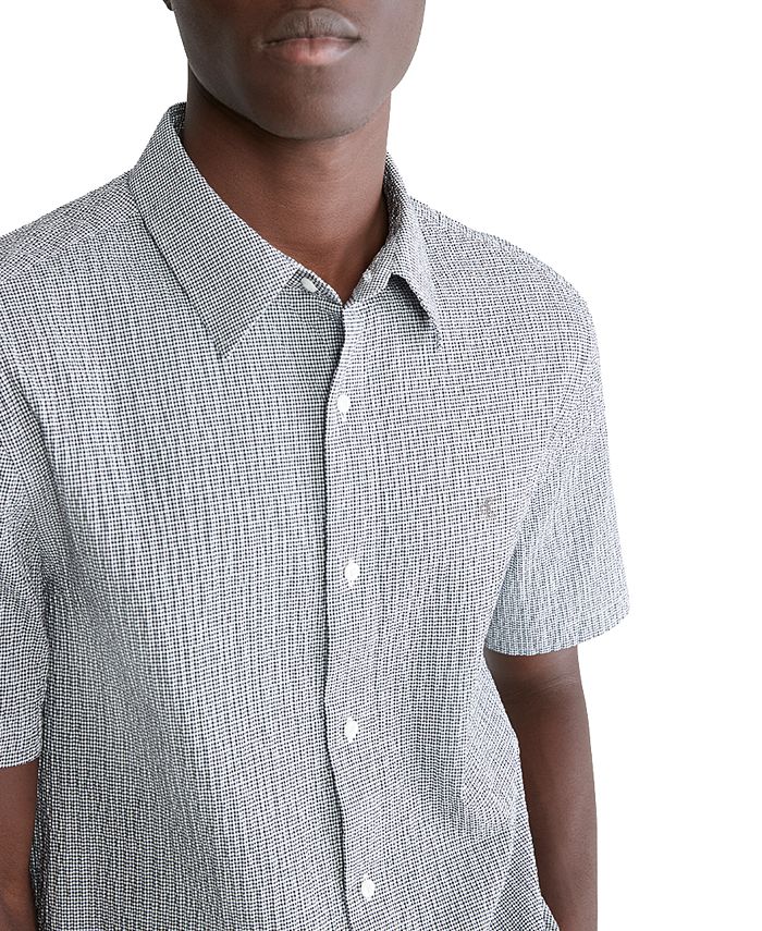 Calvin Klein Men's Crinkle Check Regular Fit Short-Sleeve Shirt - Macy's