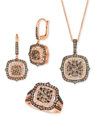 Chocolate Diamond & Nude Diamond Halo Cluster (1-1/3 ct. t.w.) Halo Adjustable 20" Pendant Necklace