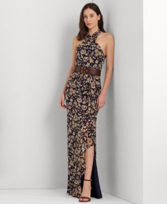 로렌 랄프로렌 Lauren Ralph Lauren Womens Floral Halter Column Gown,Navy Multi