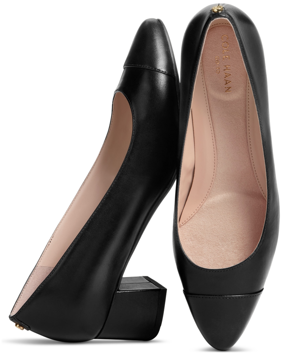 Shop Cole Haan Women's Go-to Block Heel Pumps In Brush,black