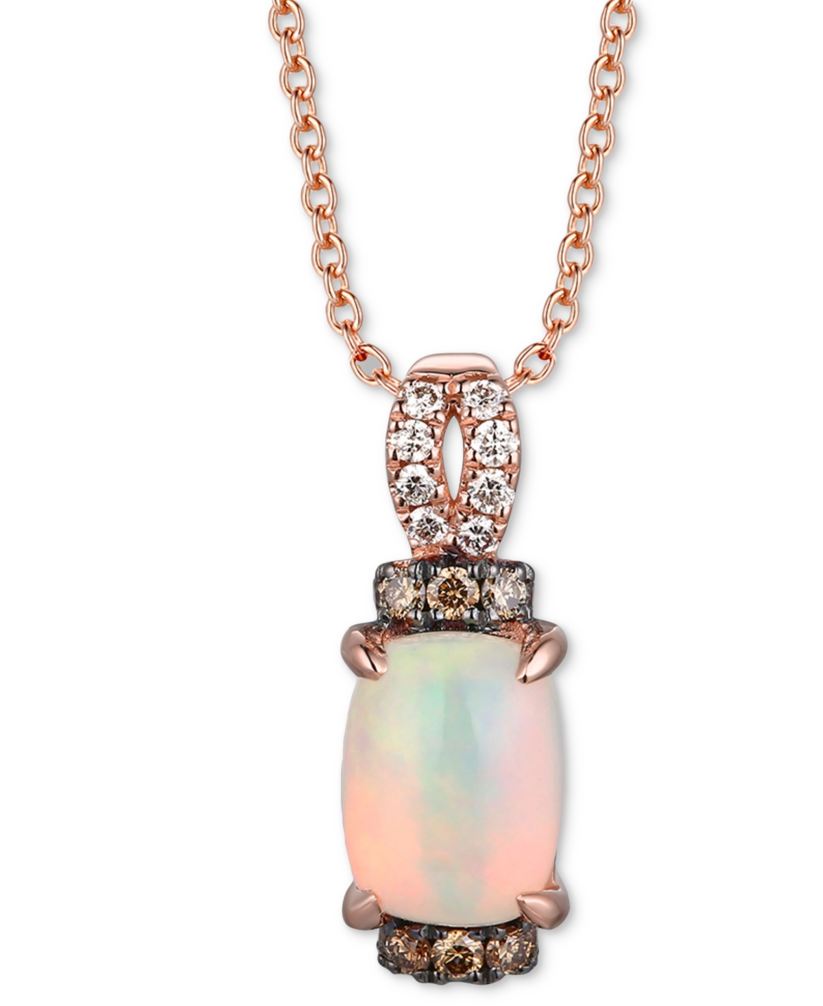Le Vian Neopolitan Opal (3/4 Ct. T.w.) & Diamond (1/6 Ct. T.w.) 18" Pendant Necklace In 14k Rose Gold In K Strawberry Gold Pendant
