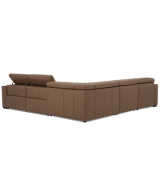 Nevio 124" 5-Pc. Leather Sectional with 2 Power Recliners, Headrests and Chaise, Created For Macy's