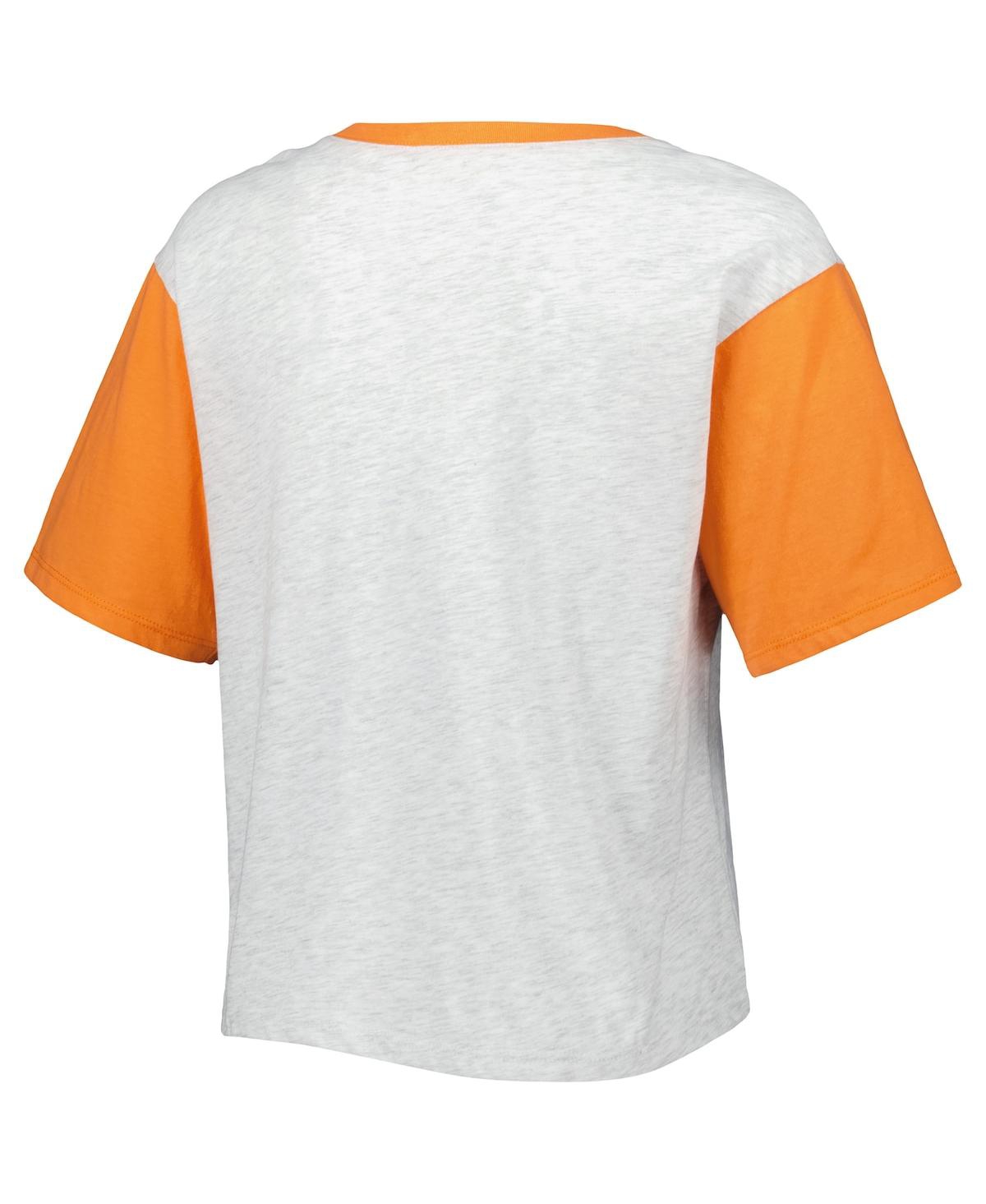 Shop 47 Brand Women's ' Gray, Orange Distressed Clemson Tigers Dolly Cropped Notch Neck T-shirt In Gray,orange