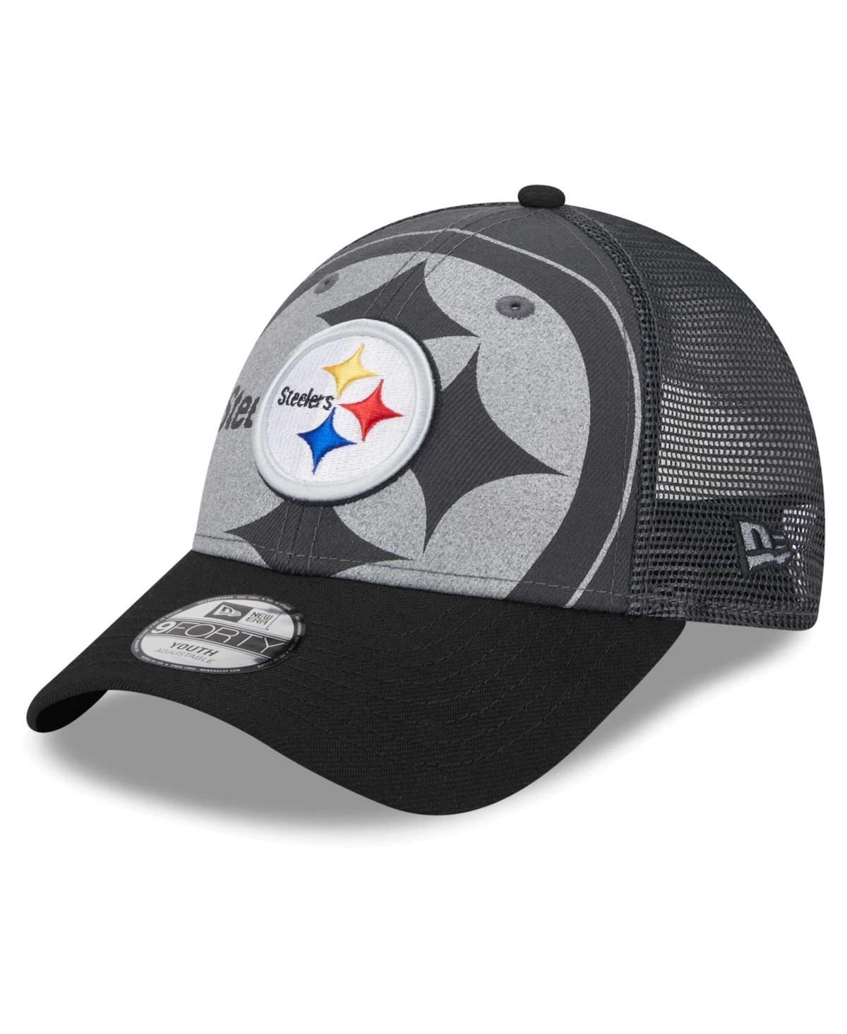 New Era Babies' Preschool Boys And Girls  Graphite, Black Pittsburgh Steelers Reflect 9forty Adjustable Hat In Graphite,black