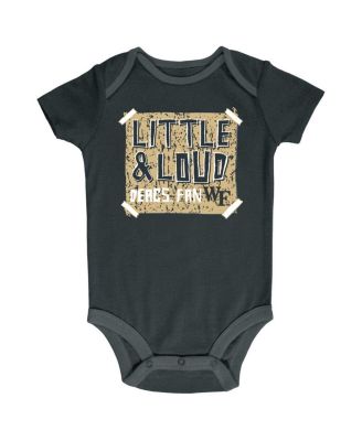 Infant Boys and Girls Black, Gray, White Distressed Wake Forest Demon Deacons 3-Pack Bodysuit Set