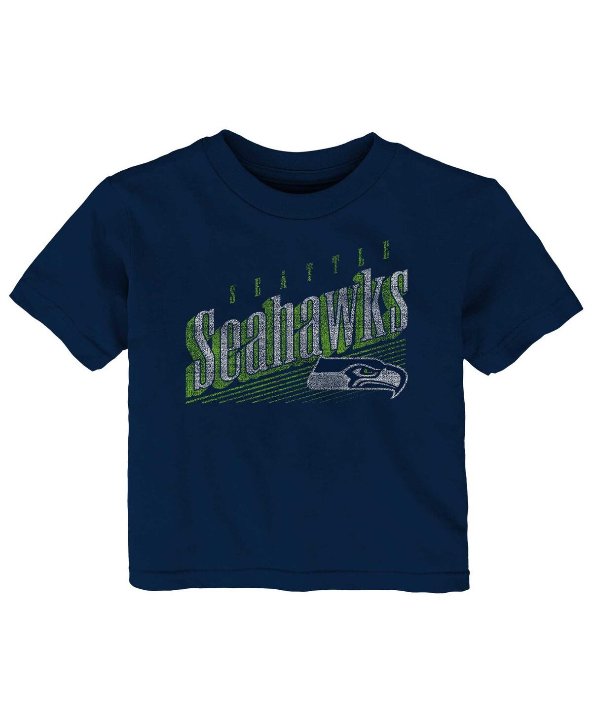 Outerstuff Babies' Infant Boys And Girls College Navy Distressed Seattle Seahawks Winning Streak T-shirt