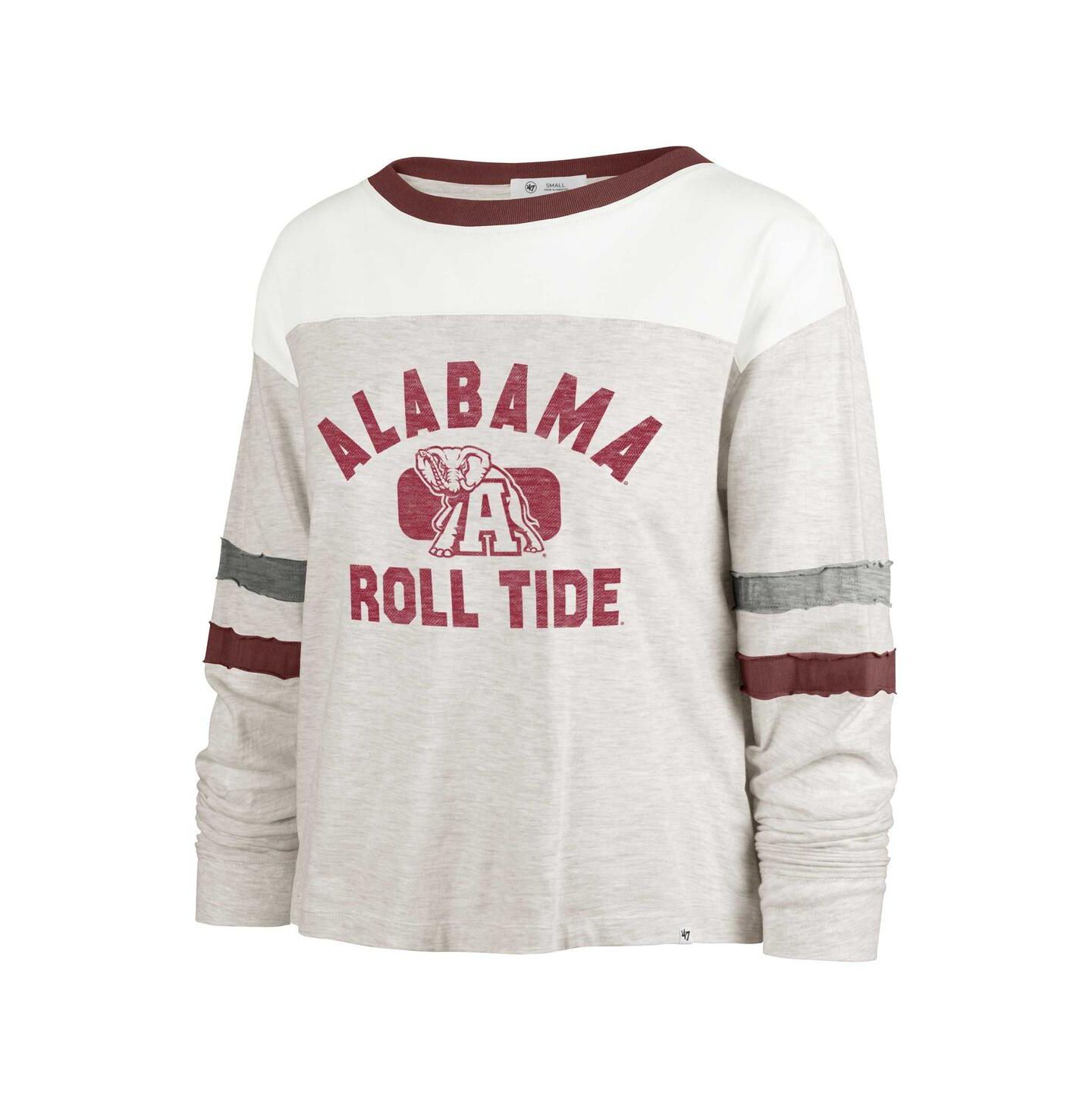 Женская футболка '47 Brand Oatmeal Distressed Alabama Crimson Tide All Class Lena Long Sleeve — фото 3