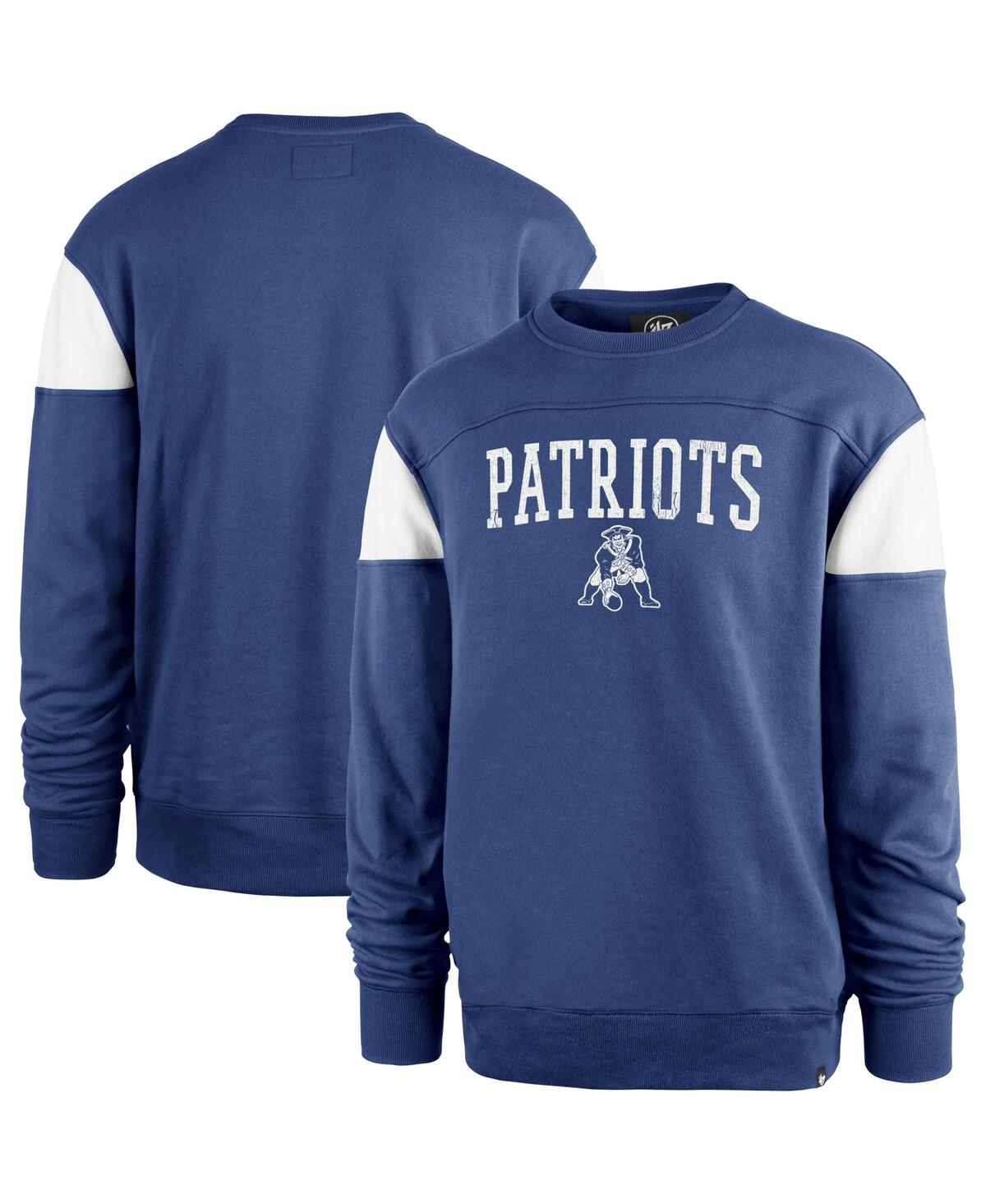 47 Brand Men's ' Blue Distressed New England Patriots Groundbreaker Onset Pullover Sweatshirt