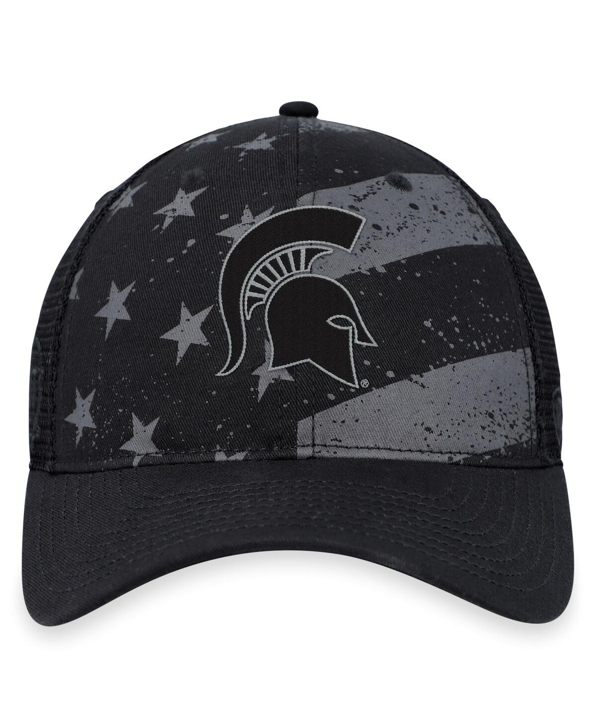 Shop Top Of The World Men's  Black Michigan State Spartans Oht Stealth Trucker Adjustable Hat