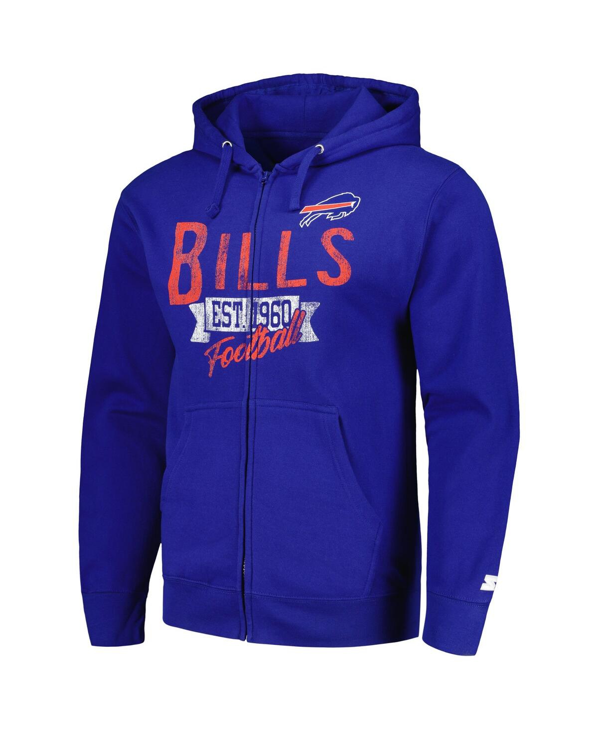 Men's StarterDistressed Buffalo Bills Domestic Post Season Full-Zip Hoodie - Royal