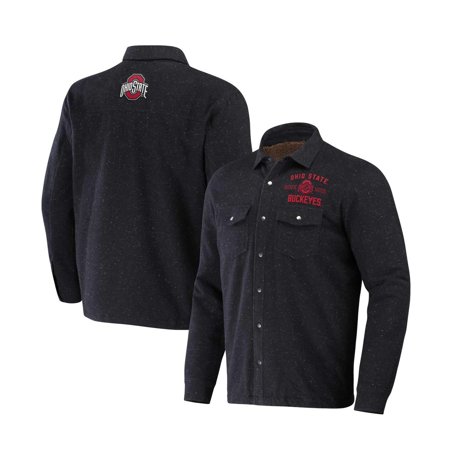 Мужские куртки Fanatics Darius Rucker Collection by Heather Charcoal Ohio State Buckeyes Sherpa-Lined Full-Snap Shacket — фото 1
