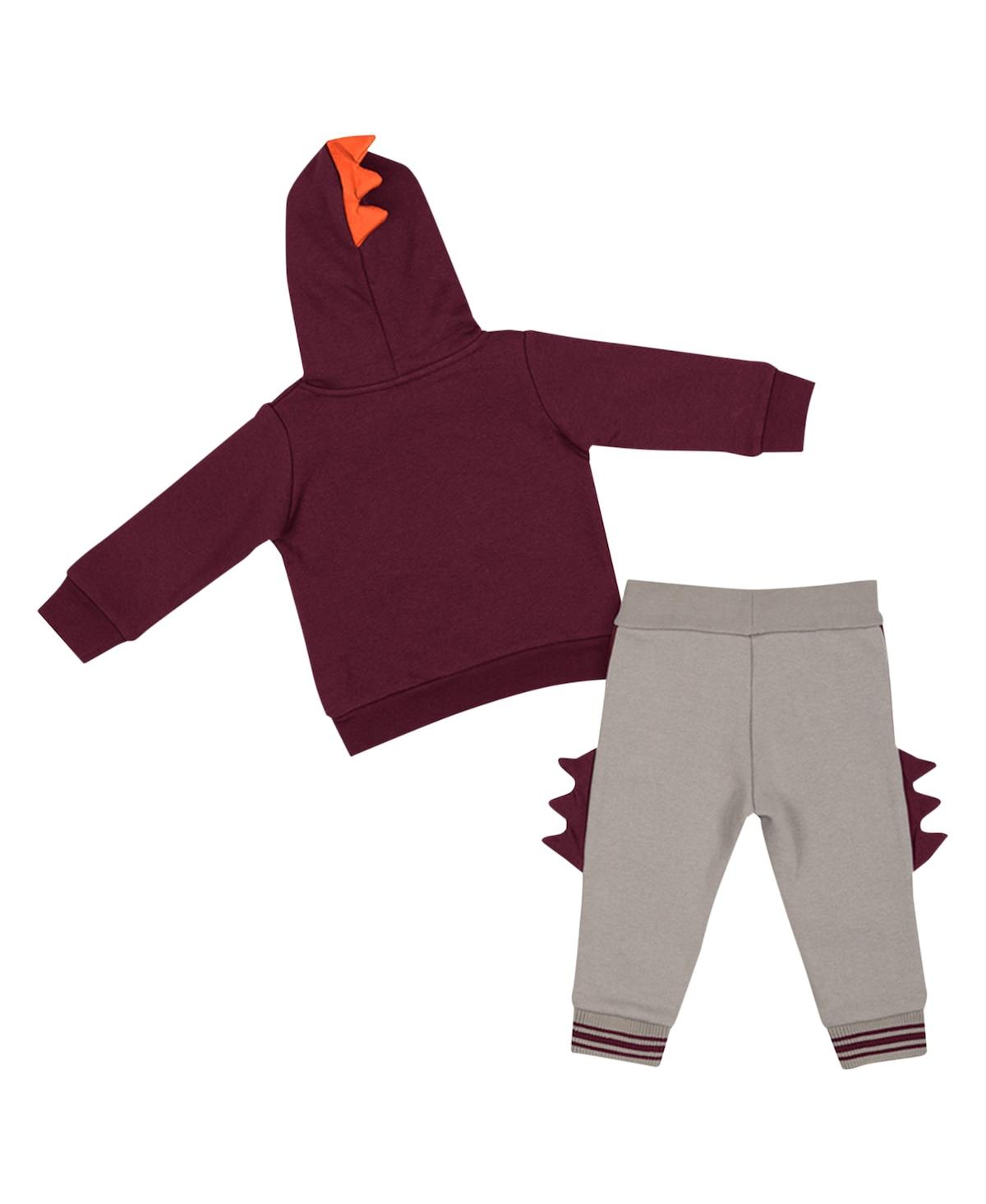 Shop Colosseum Infant Boys And Girls  Maroon, Gray Virginia Tech Hokies Dino Pullover Hoodie And Pants Set In Maroon,gray