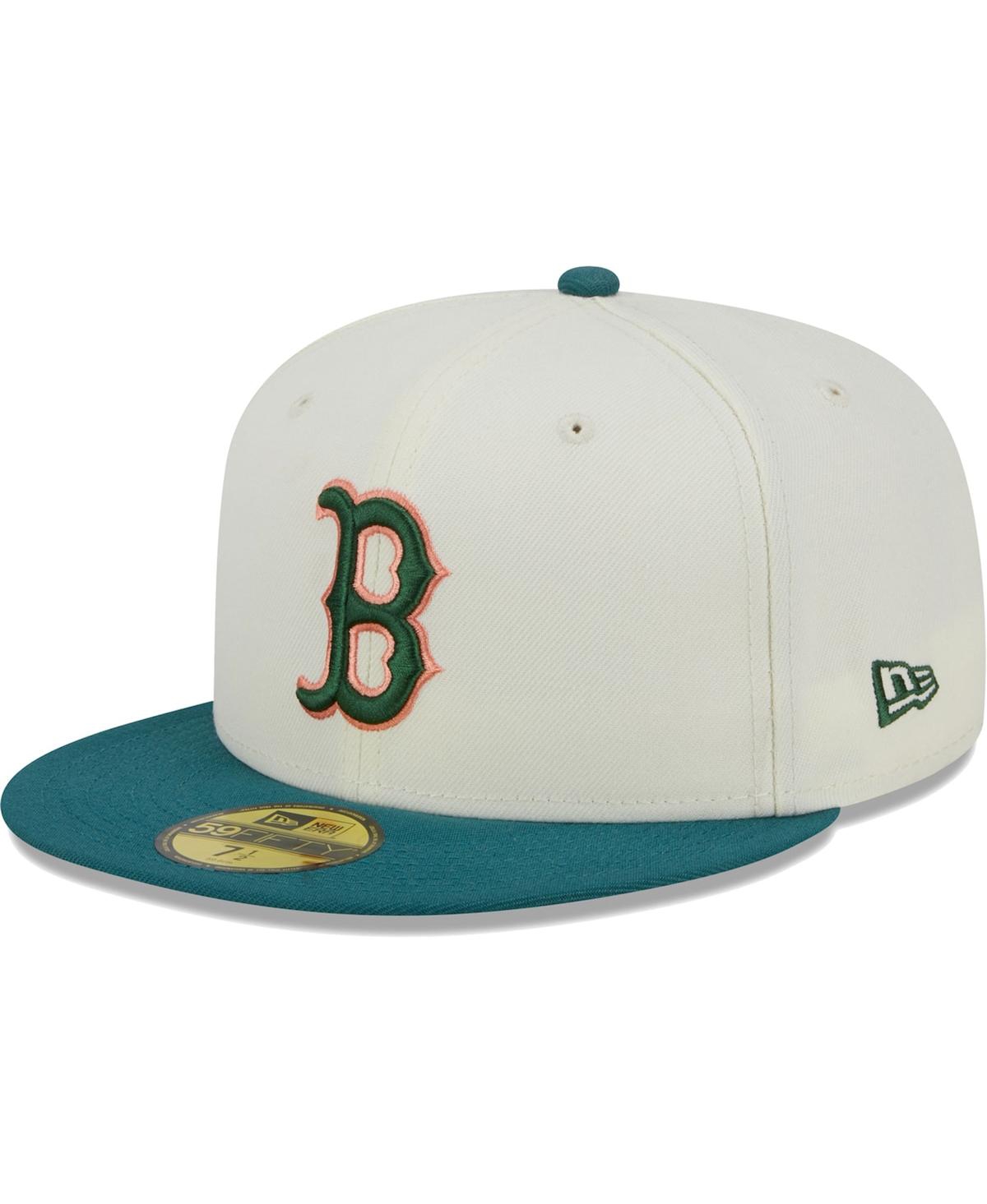 Shop New Era Men's  Cream Boston Red Sox Chrome Evergreen 59fifty Fitted Hat