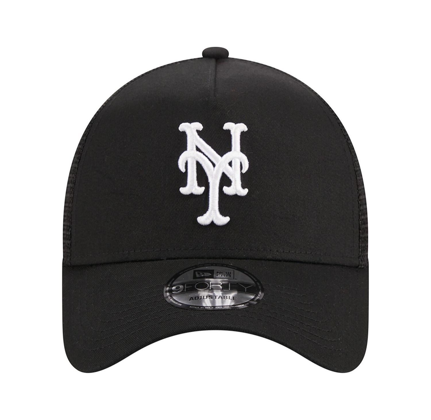 Men's Black New York Mets A-Frame 9FORTY Trucker Adjustable Hat