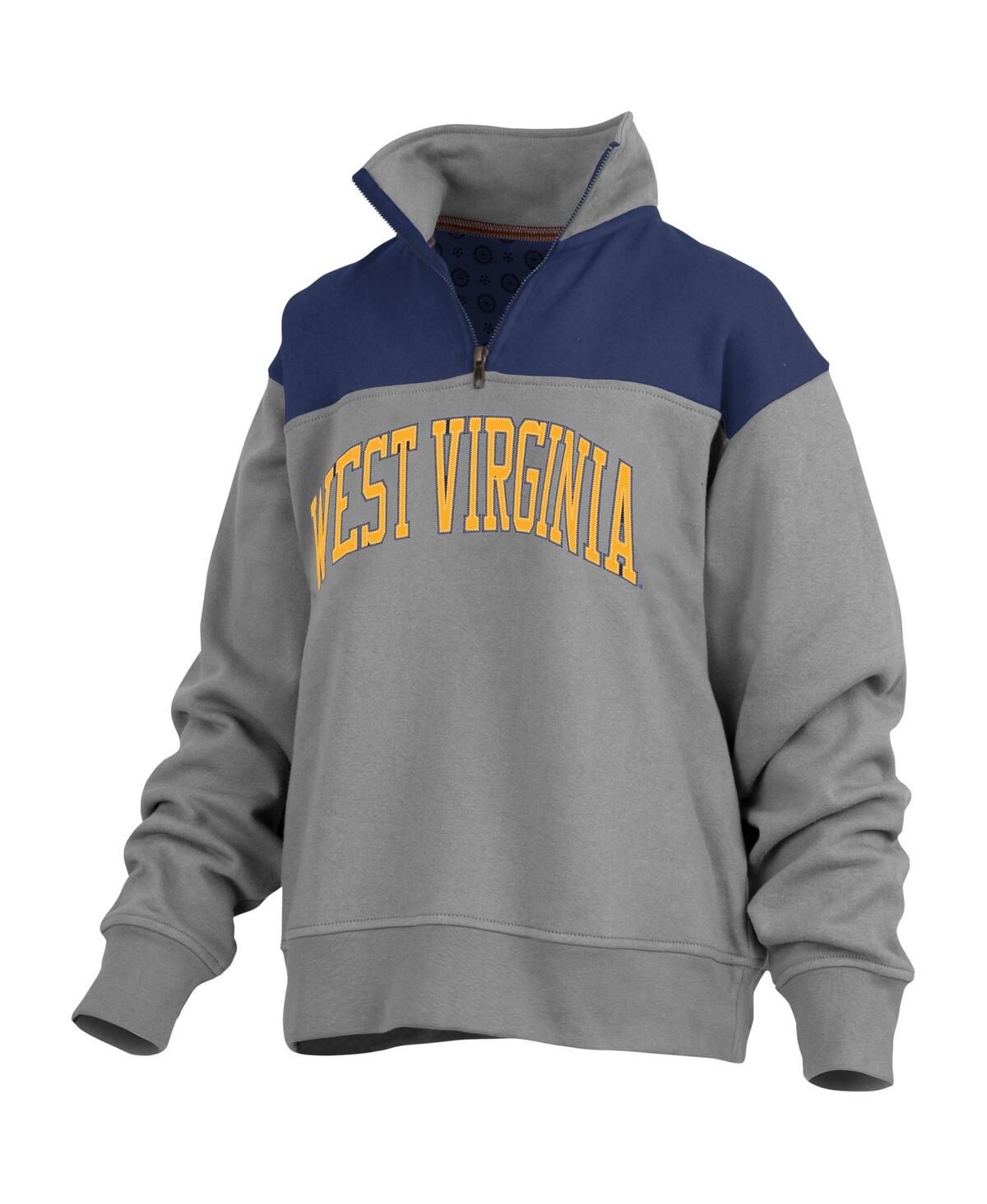 Shop Pressbox Women's  Gray West Virginia Mountaineers Avon Fleece Quarter-zip Jacket