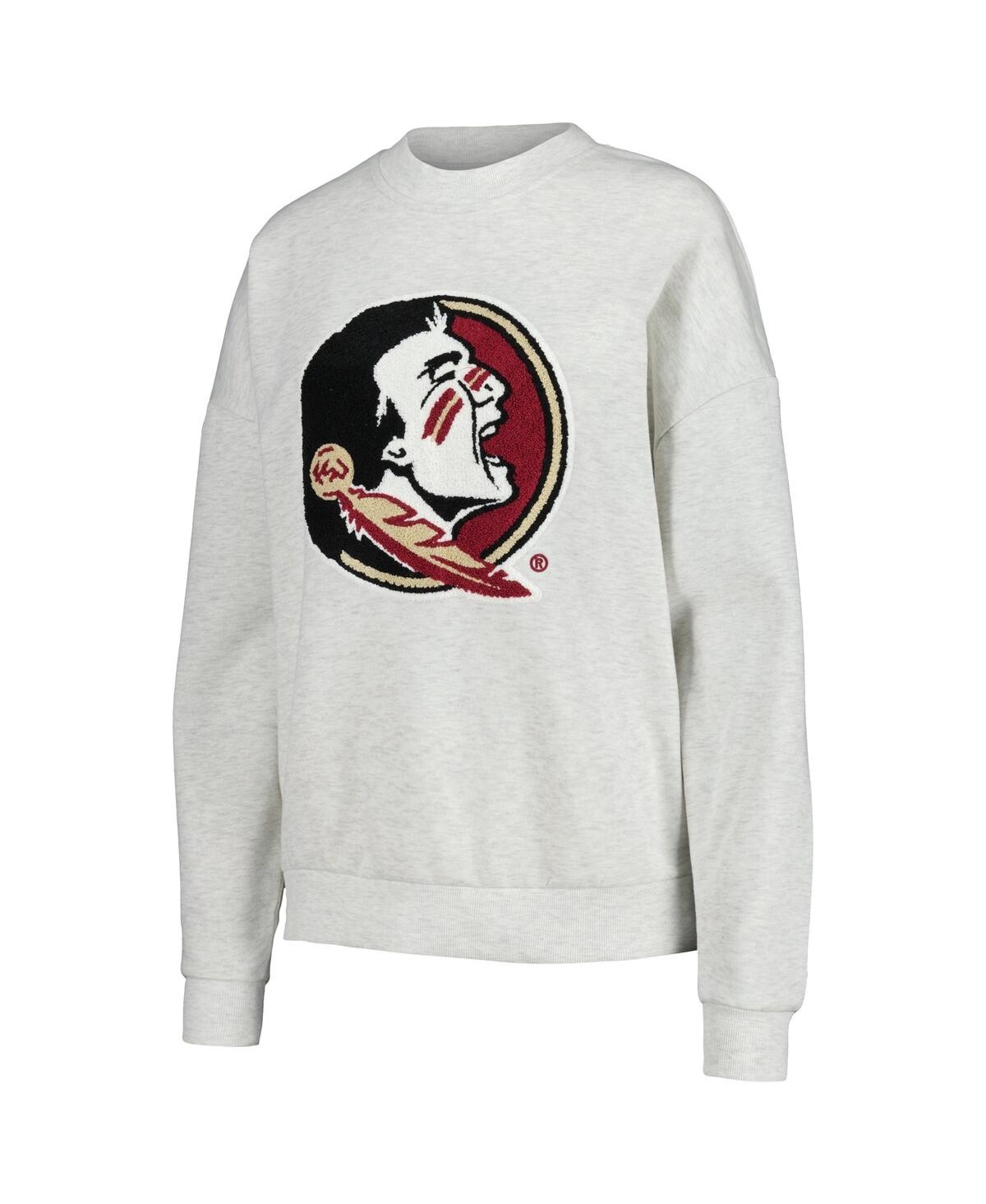 Shop Gameday Couture Women's  Ash Florida State Seminoles Team Effort Pullover Sweatshirt And Shorts Sleep