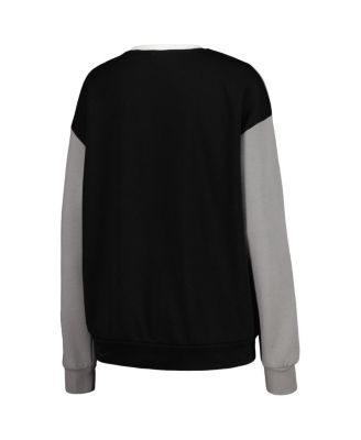 Women's White, Black South Carolina Gamecocks Vertical Color-Block Pullover Sweatshirt