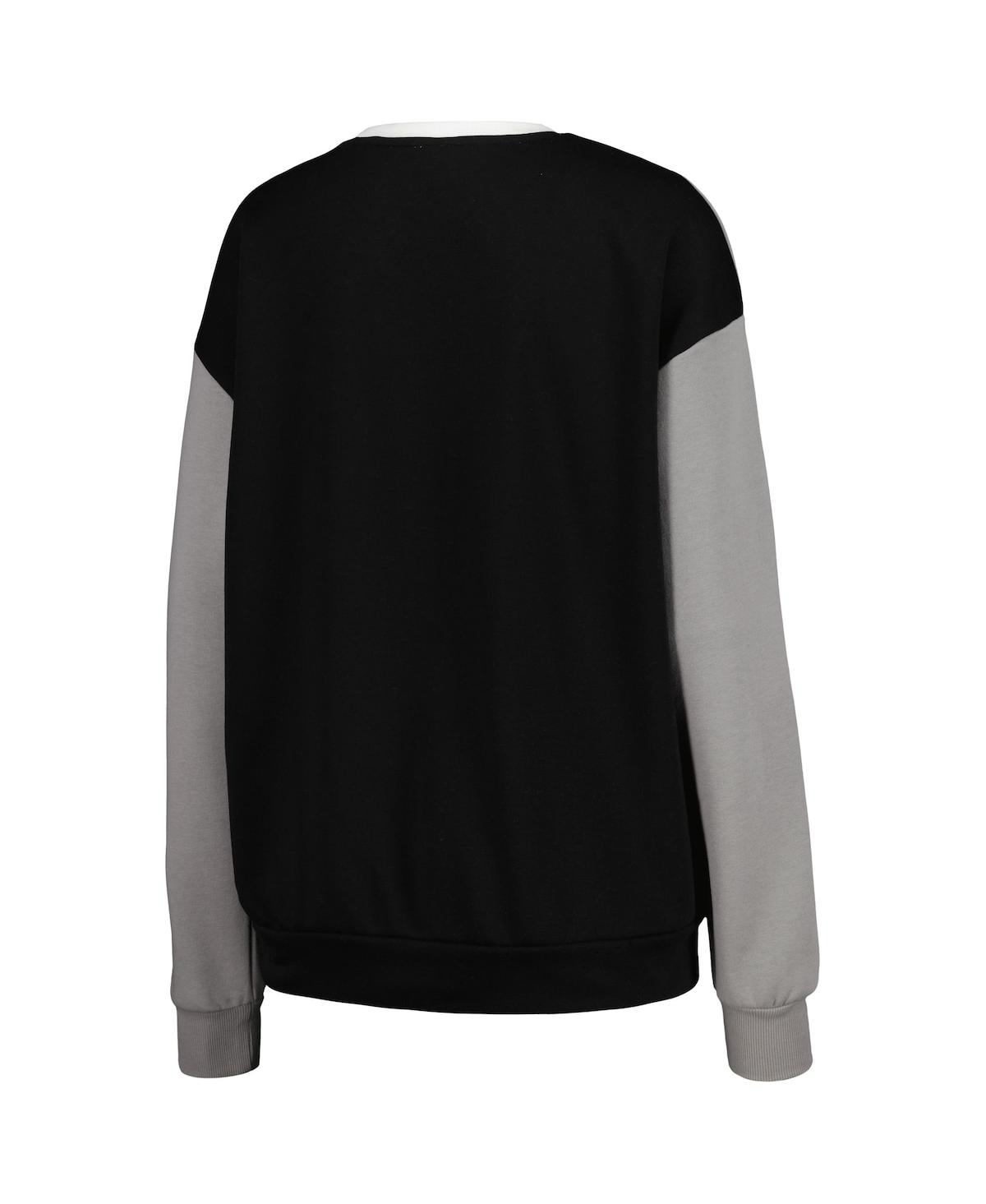 GAMEDAY COUTURE WOMEN'S GAMEDAY COUTURE WHITE, BLACK SOUTH CAROLINA GAMECOCKS VERTICAL COLOR-BLOCK PULLOVER SWEATSHI 