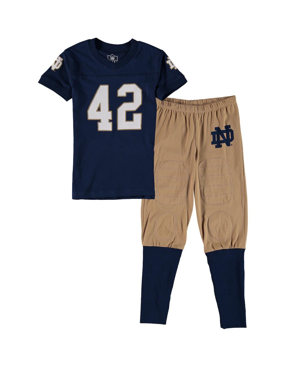 Wes & Willy Preschool Boys And Girls Notre Dame Fighting Irish Pajama Set In Navy