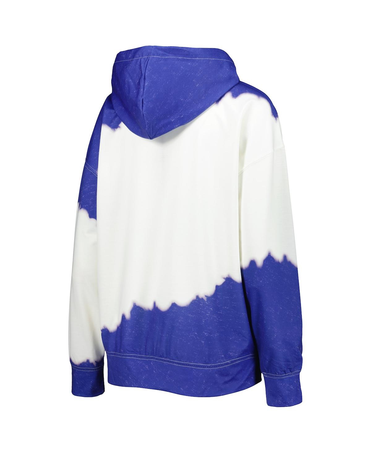 GAMEDAY COUTURE WOMEN'S GAMEDAY COUTURE WHITE, ROYAL DISTRESSED KANSAS JAYHAWKS FOR THE FUN DOUBLE DIP-DYED PULLOVER 