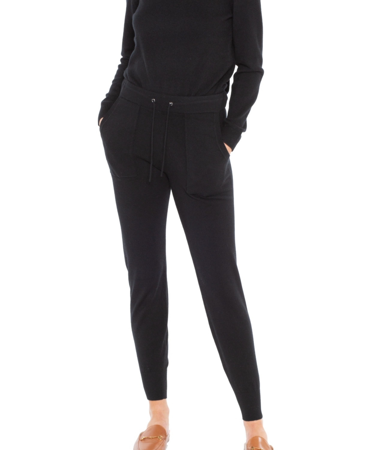 Women's 100% Pure Cashmere Knitted Jogger Pants - Grey