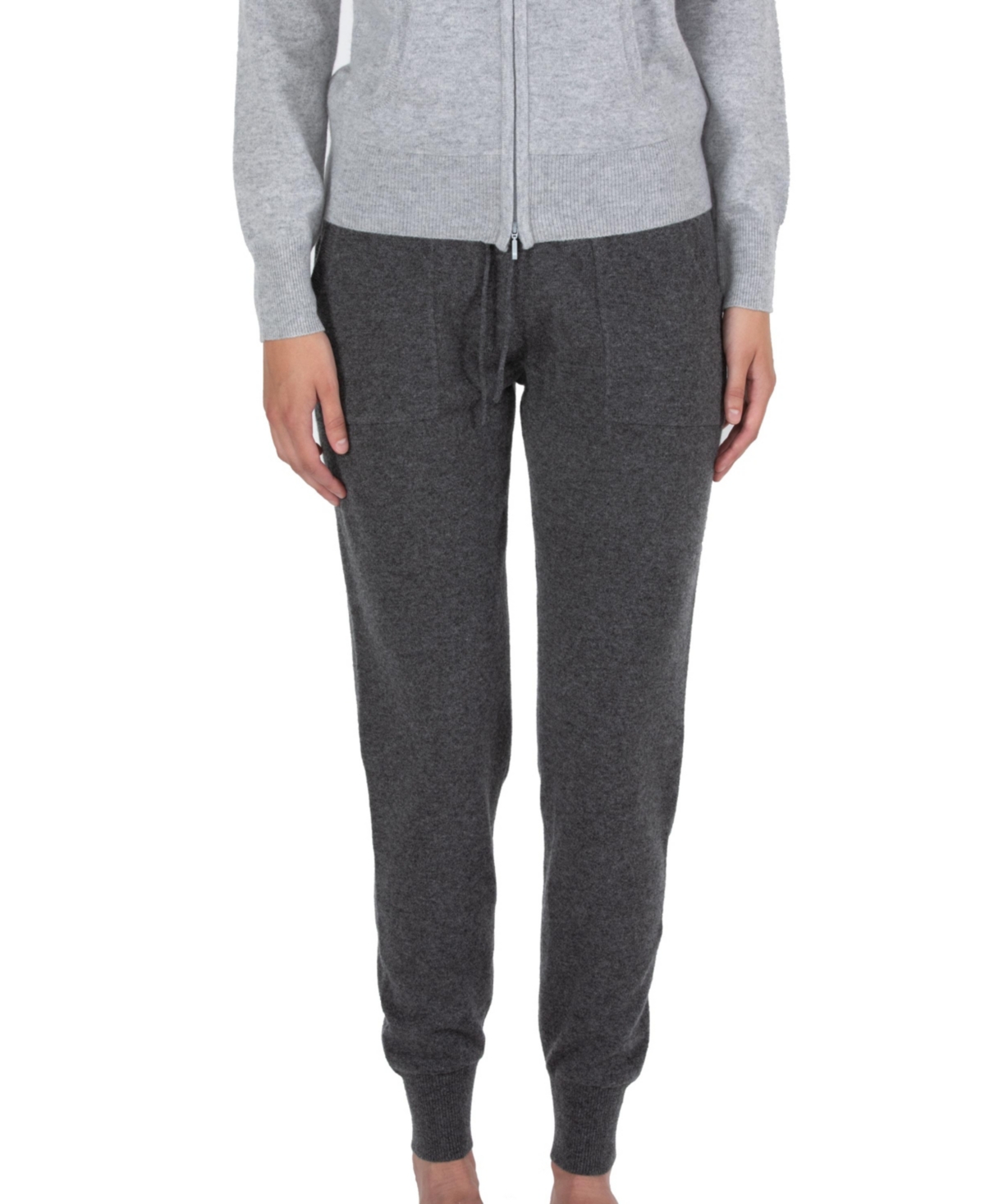 Women's 100% Pure Cashmere Knitted Jogger Pants - Grey