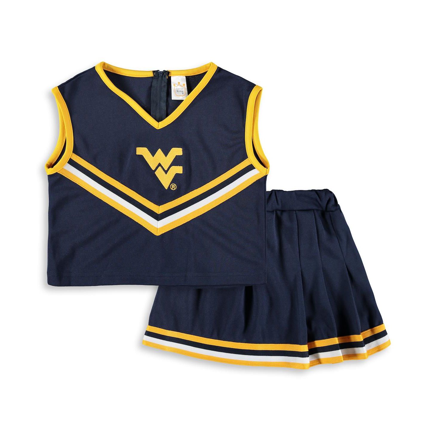 Little King Apparel Big Girls Navy West Virginia Mountaineers Two-Piece Cheer Set — фото 1