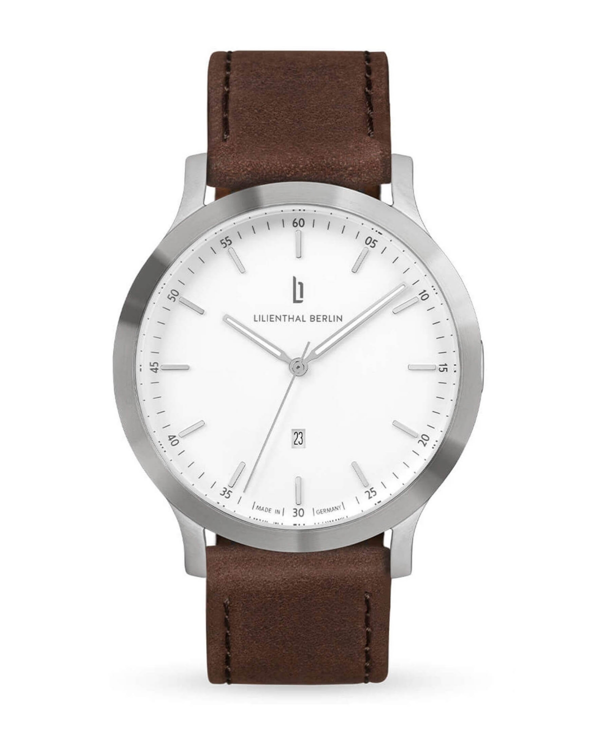 Unisex Huxley Silver White Brown Leather Watch 40mm - Brown
