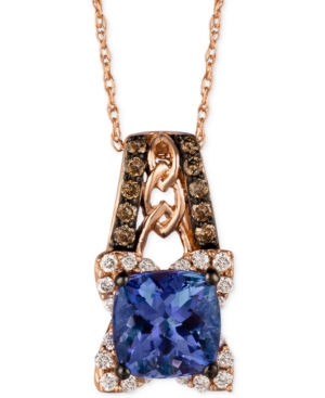 image of Blueberry Tanzanite (1-3/8 ct. t.w.) and Diamond (1/3 ct. t.w.) Pendant Necklace in 14k Rose Gold, Created for Macy-s