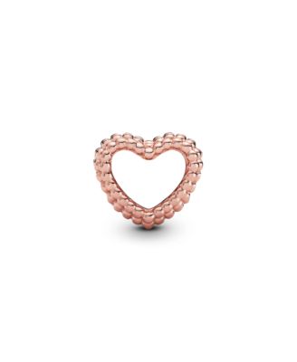 14K Rose Gold-Plated Beaded Open Heart Charm