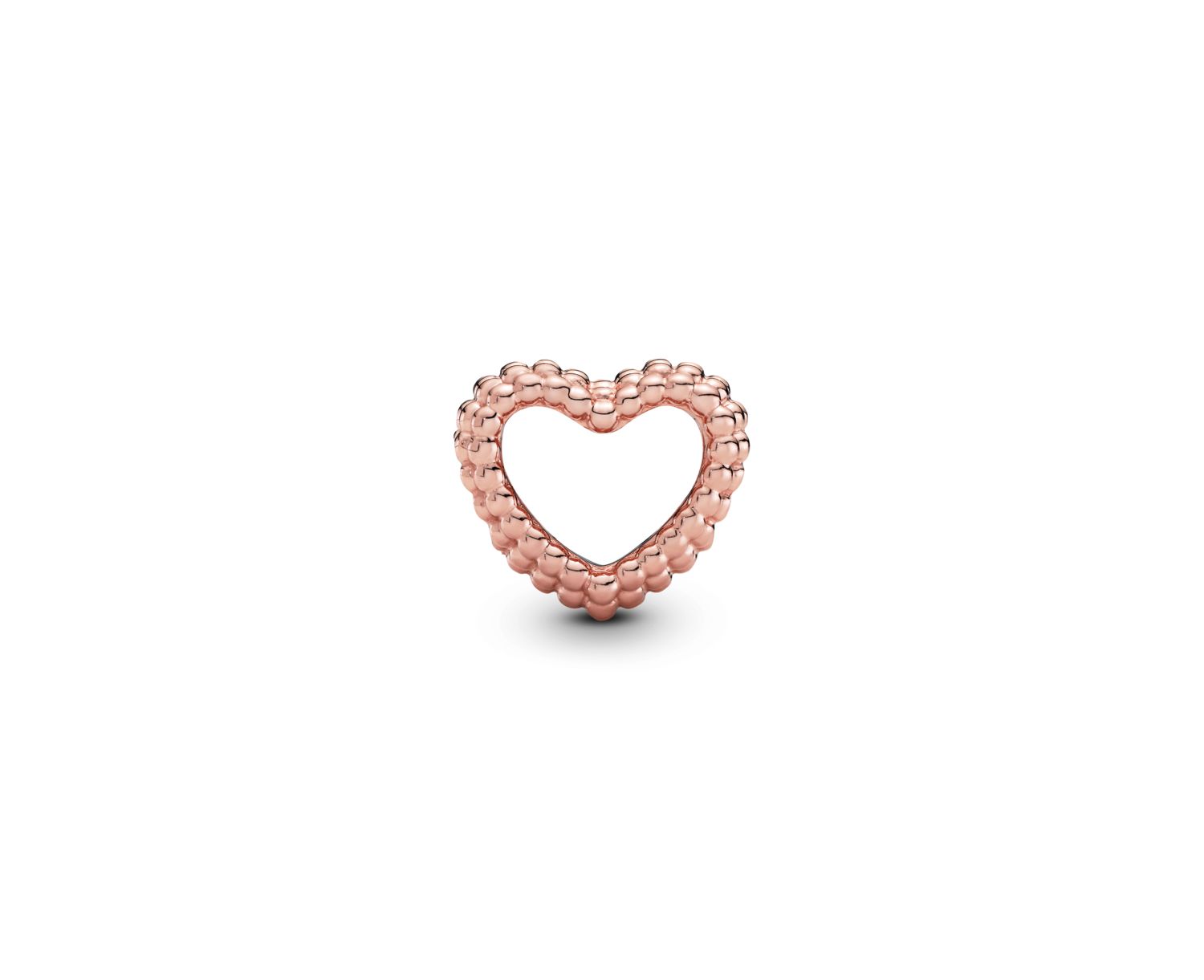 14K Rose Gold-Plated Beaded Open Heart Charm