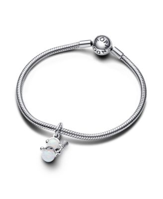 Cubic Zirconia Opalescent Snowman Dangle Charm