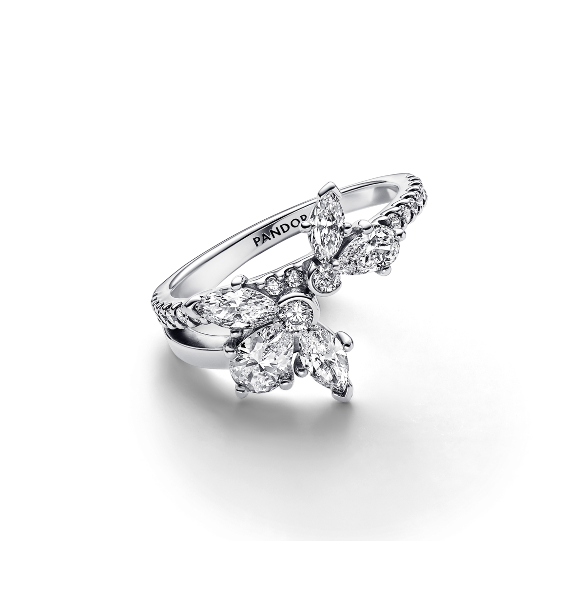 PANDORA CUBIC ZIRCONIA ASYMMETRICAL HERBARIUM CLUSTER RING 