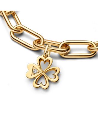 ME Cubic Zirconia Heart Four-Leaf Clover Medallion Charm
