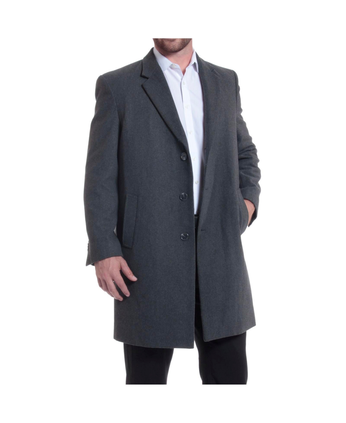 Luke Wool Mens Tailored 37" Walker Jacket Top Coat Car Coat Overcoat - Gray