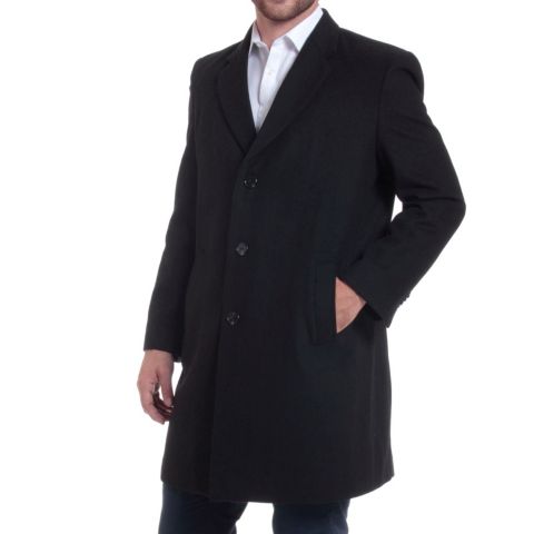 Мужское пальто Alpine Swiss Luke Wool Tailored 37" Walker Jacket Top Coat Car Coat Overcoat, цвет: Чёрный