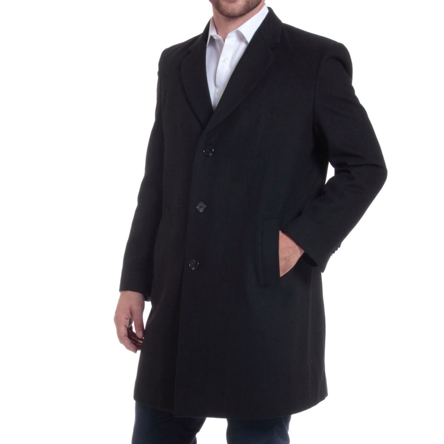 Men's Luke Wool Tailored 37" Walker Jacket Top Coat Car Coat Overcoat