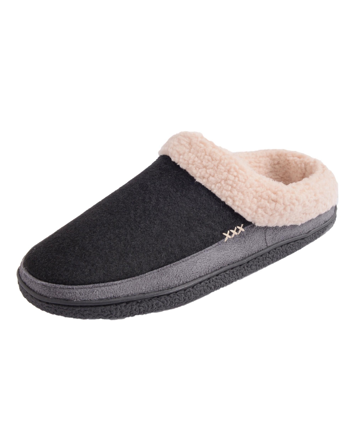 Mens Memory Foam Clog Slippers Fleece Fuzzy Slip On House Shoes - Gray